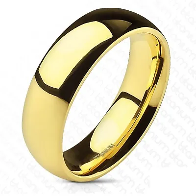 Solid Gold Plated Titanium 6mm Plain Wedding Band Ring Size 5-13 • $13.99