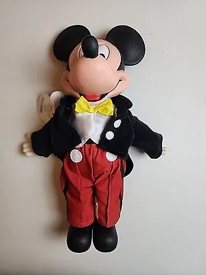 Vintage 1990’s Walt Disney World MICKEY MOUSE 14” Plush Doll With Vinyl Head • $29.99