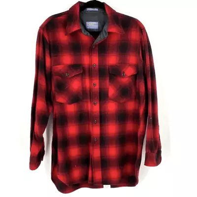 Pendleton Men's Wool Buffalo Plaid Button-Up Shirt Jacket Red Black Size Large • $60