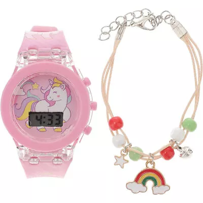 Kids Digital Watches For Girls LED Unicorn Watch Bracelet Gift Pink 2pcs/set • $14.99