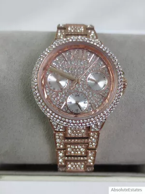 Michael Kors Camille Mid Extreme Glitz Rose Gold Stainless Watch MK6997 + Box • $179.99
