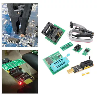 Usb Ch341a Bios Eeprom Programmer+Soic8 Clip+Soic8 Adapter+1.8v Adapter Kit UK • £12.39