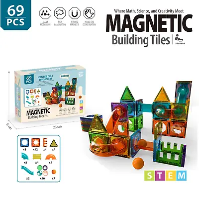 69PCS Magnet Marble Run-Speedy Magnetic Tiles Race Track Building Blocks Toys • £15.09