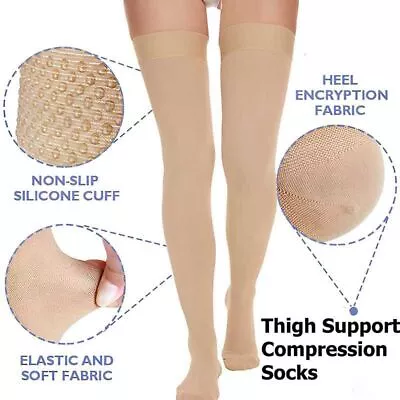 Thigh High Compression Stockings 20-30 MmHg Graduated Medical Firm Support Socks • $9.98