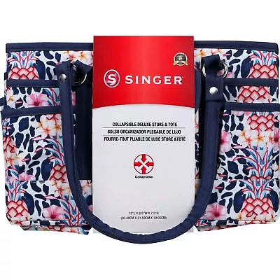 SINGER Collapsible Deluxe Store & Tote Caddy-Tropical Animal Print 00772 • £34.04