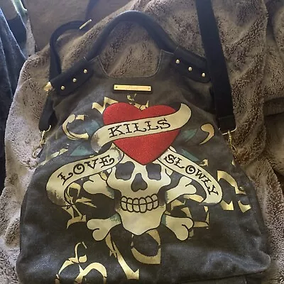 Ed Hardy Love Kills Slowly Skull Tote Bag With Strap • $139.99