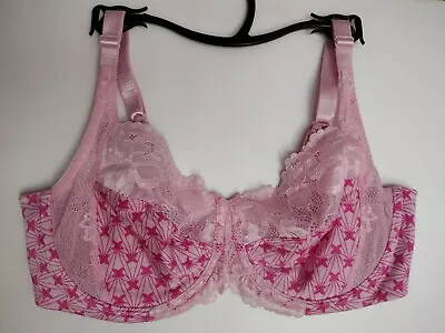 Lilyette Comfort Lace Minimizer Bra Size 34D PINK FLORAL Style 0428 • £6.48