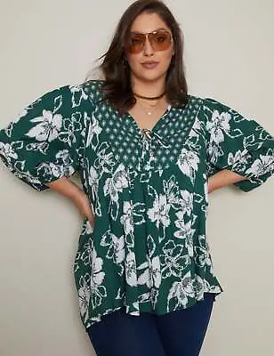 AUTOGRAPH - Plus Size - Womens Tops -  Elbow Sleeve Double Print Peasant Top • $13.76