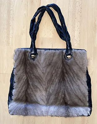 Paolo Masi Real Mink Fur Handbag Purse Leather Trim. Beautiful! • $79.99