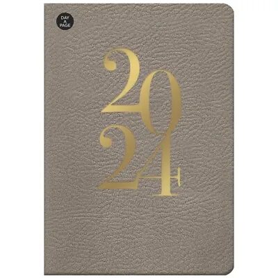 2024  Pu Cover Gold Foil Hardback A5 Day To Page Lined Diary  Planner Year Org • £6.99