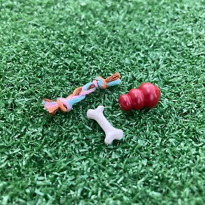 Dollhouse Miniature Dog Bone W/ Rope Chew & Toy Puppy 1  Scale 1:12 • $5.95