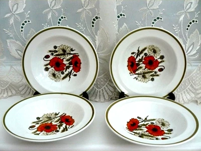 £12 • Buy 4 X  J & G MEAKIN CEREAL/SOUP/DESSERT BOWLS ** POPPIES **