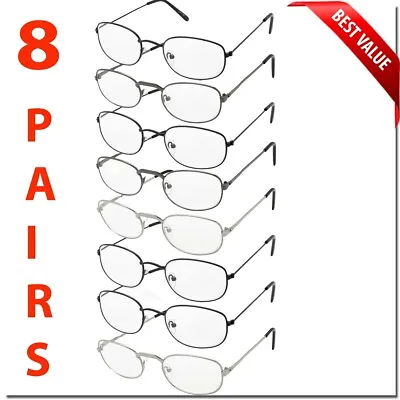 $14.95 • Buy Reading Glasses 8 Pack Metal Lot Classic Reader Unisex Men Women Style Bulk Lot 