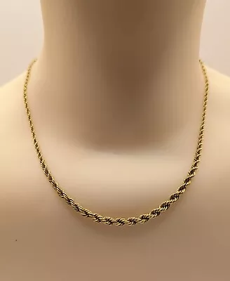 Vintage 1980 9CT Carat Yellow Gold Graduating Rope Twist Link Necklace 5.52g  • £149.99
