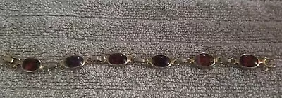 Vintage Signed Sarah Coventry Goldtone Bracelet With Oval Rainbow Stones • $10