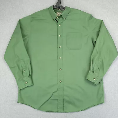 LL Bean Shirt Mens Large Green Long Sleeve Relaxed Fit Wrinkle Resist Button Up • $12.60