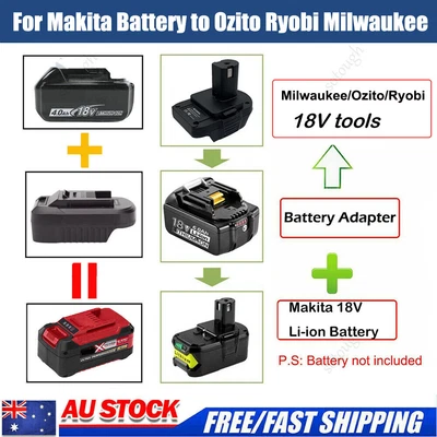 $34.59 • Buy Battery Adapter For Makita 18v Convert To Milwaukee Ozito Ryobi 18V Power Tools