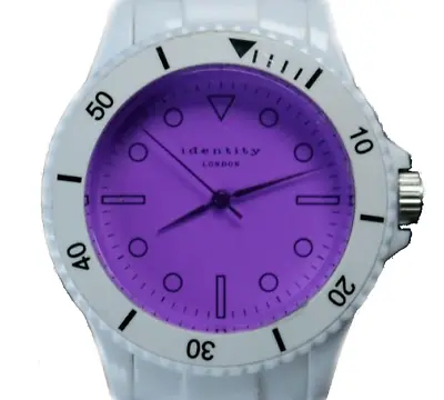 Identity London Watch White And Purple 40mm With Rotating Bezel. 9323520 • £12.95