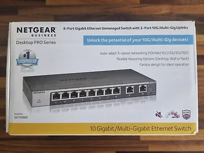 Netgear GS110MX 8-Port 1Gb Ethernet Unmanaged Switch With 2-Port 10Gb/Multi-Gig • £140