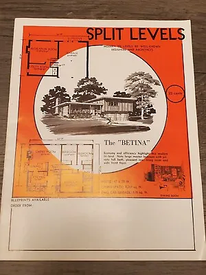 Vintage Mid Century Modern Home Plans Split Level Ranch Catalog  • $14.95