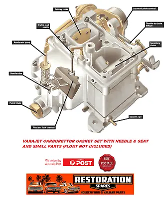 Holden Commodore Vc Vh Vk Varajet Carburettor Gasket & Small Parts Rebuild Kit  • $125