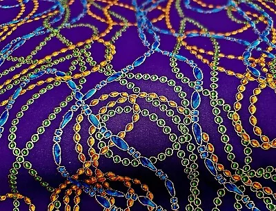 Mardi Gras Beads Fabric Celebrations Robert Kaufman New Orleans By The Yard  • $9.99