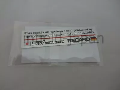 $25.19 • Buy Genuine Subaru Impreza WRX STI RECARO Seat Sticker Emblem ST915024S020 F/S