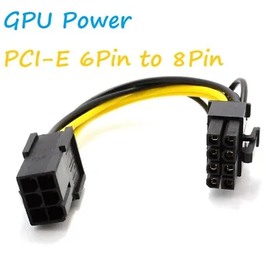 £2.99 • Buy 10cm PCI Express PCIe 6 Pin To 8 Pin Graphics Card Power Adapter Cable [006486]