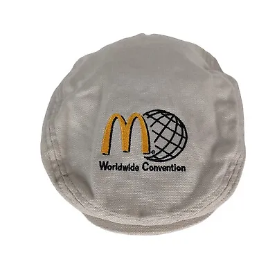 Vintage McDonald's Worldwide Convention Beige Newsboy Cabby Flat Cap Hat Medium • $34.95