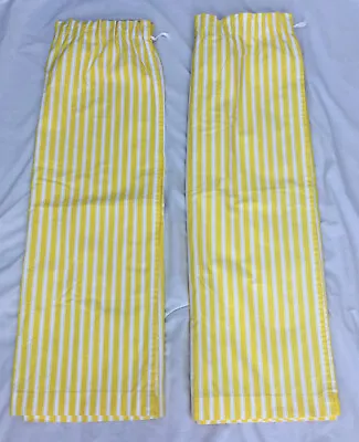 £18 • Buy Vintage 70s Cotton Striped Yellow & White Pair Curtains Retro Camper Kitsch X 2