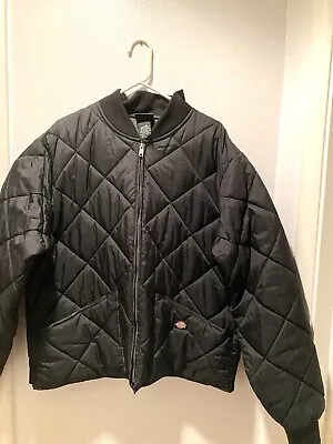 Dickies Jacket Mens XL Black Diamond Quilted Quilt Lined Puffer Bomber Jacket • $45