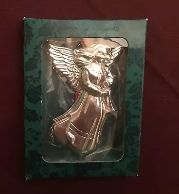 Vintage Towle Silver Plate Winged Heavenly Angel Christmas Ornament With Horn • $12