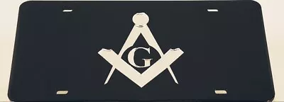 MASONIC Black Mirror License Plate Auto Tag Laser Cut Inlaid Acrylic Masons • $23.99