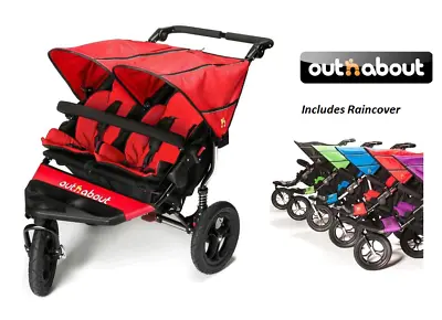 £539 • Buy Out N About Double Nipper 360 V4 Stroller - Carnival Red Includes Raincover