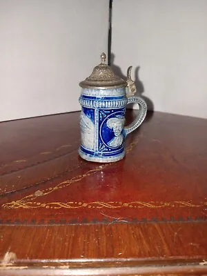  RARE MUSTERSCHUTZ Circa 1860-1899 SMALL LIDDED GERMAN STEIN 2  TALL • $80