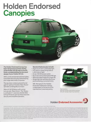 Holden Sales Brochure Ve Ser 2 Commodore Canopies And Hard Tonneau Accessories • $10