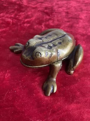 Vintage Brass Frog Match Holder / Trinket Box • £14