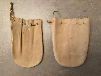 Vintage Leather  Pouch W Drawstring - Matching Pair • $18