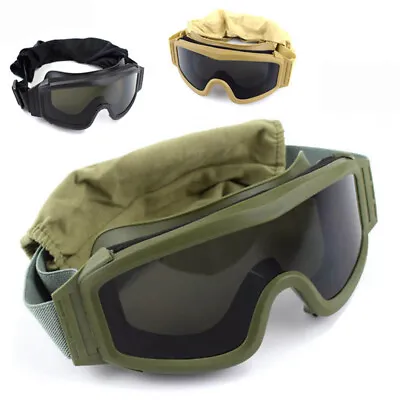 Military Tactical/Motorcycle Windproof War Game Goggles Shooting Glasses+Lense • £16.26