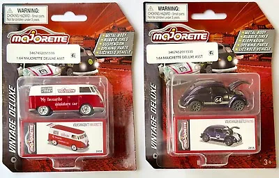 Majorette Vintage Deluxe Volkswagen T1 & Beetle (Lot Of 2) • $12.49