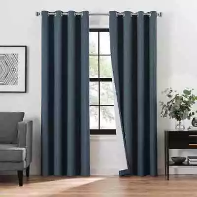 Eclipse Total Blackout Magnitech Curtain Panels Oscar Navy 52in X 84in • $26.99