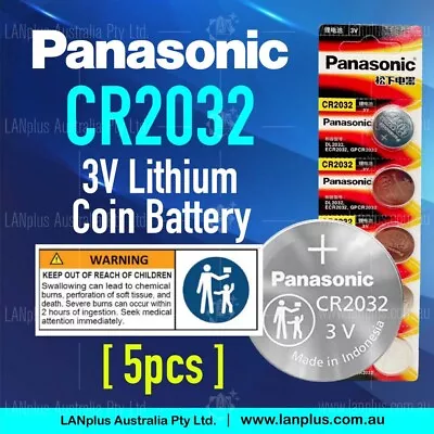 5x Panasonic CR2032 3V Lithium Coin Cell Button Battery DL2032 ECR2023 GPCR2032 • $7.79