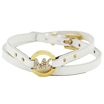 Michael Kors Gold Tonepavelogodouble Wrap Off White Leather Bracelet Mkj3853 • $124.99