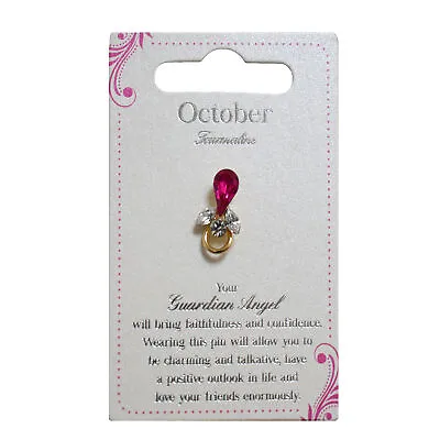 £4.99 • Buy Guardian Angel October Birthstone Angel Pin With Gem Stone Sentimental Gift Idea