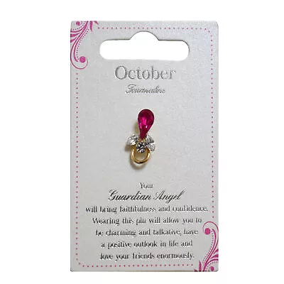 £4.99 • Buy Guardian Angel October Birthstone Angel Pin With Gem Stone Sentimental Gift Idea