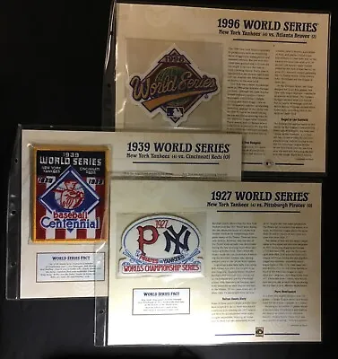 $40 • Buy 3 NY Yankees World Series Patches And Placards - 1927, 1939, 1996
