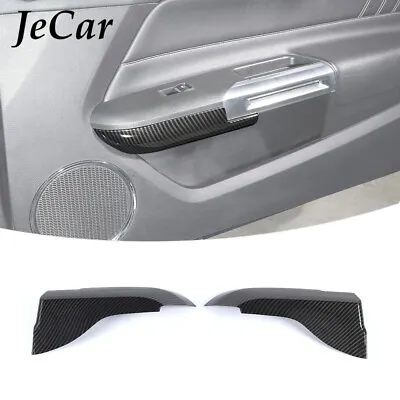 Carbon Fiber Interior Door Armrest Panel Decor Cover Trim For Ford Mustang 2015+ • $39.59