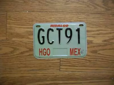 SINGLE MEXICO State Of HIDALGO LICENSE PLATE - 2002/05 - GCT91 - MOTORCYCLE • $19.99