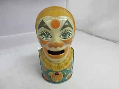 Vintage  Clown Mechanical J Chein  Tin  Savings Bank  307 • $55