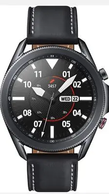 Samsung Galaxy Watch 3 45mm SM-R840 Black M/L Leather Strap Grade A UK Warranty • £67